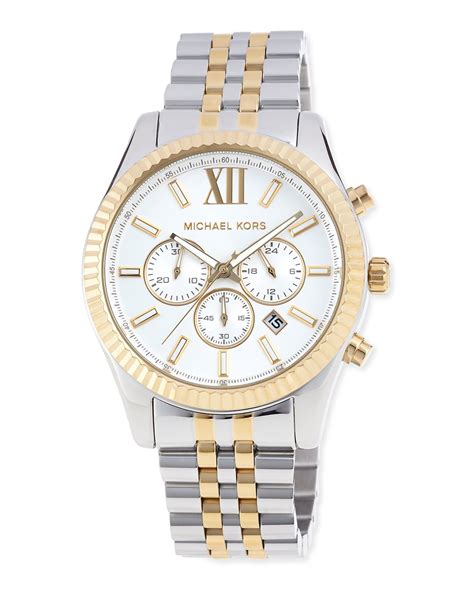 michael kors two tone chronograph watch silver gold|Michael Kors Watch gold women's.